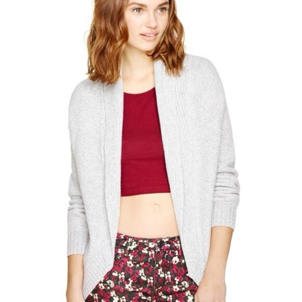 Talula Light Grey Wool Blend Open Front Shawl Cardigan Size S